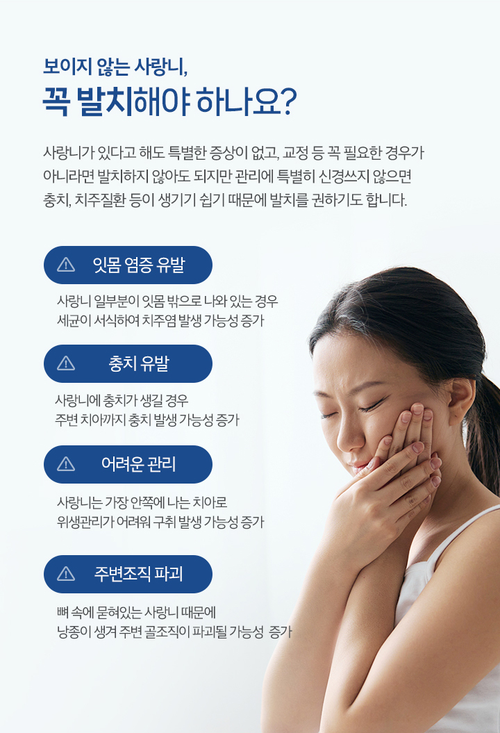 보이지 않는 사랑니, 꼭 발치해야 하나요?