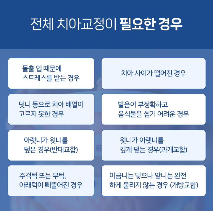 전체 치아교정이 필요한 경우